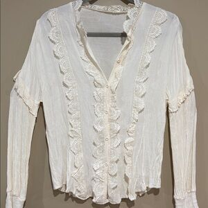 Blu pepper lace button down blouse